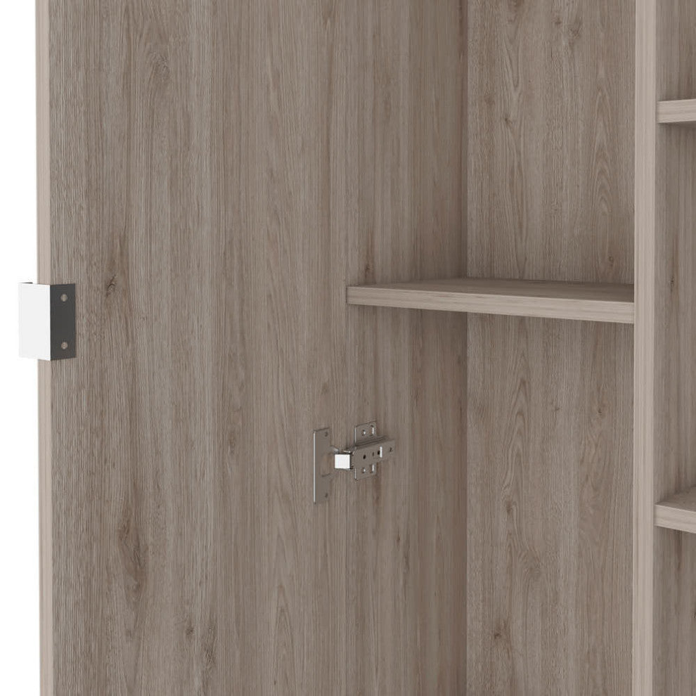 Pinion Mid-Century Modern Bathroom Cabinet, Gray Veneer