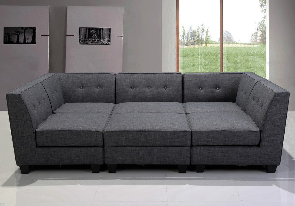 Vendome Modular Gray Fabric Armless Chair