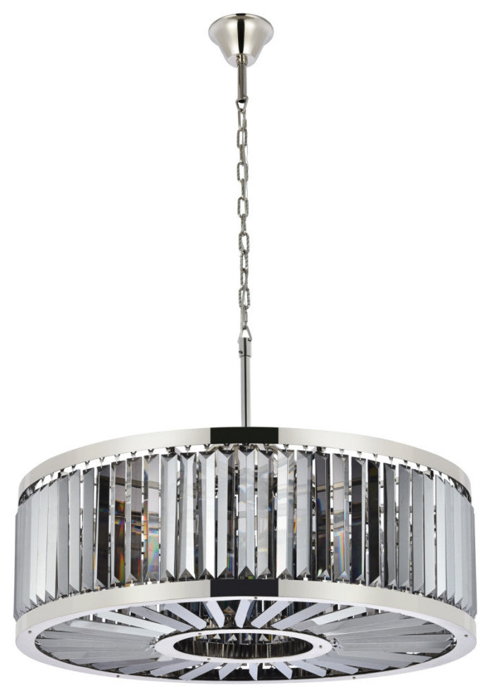 Elegant Lighting 1233D35-SS/RC Chelsea 10 Light 36"W Crystal Drum - Polished