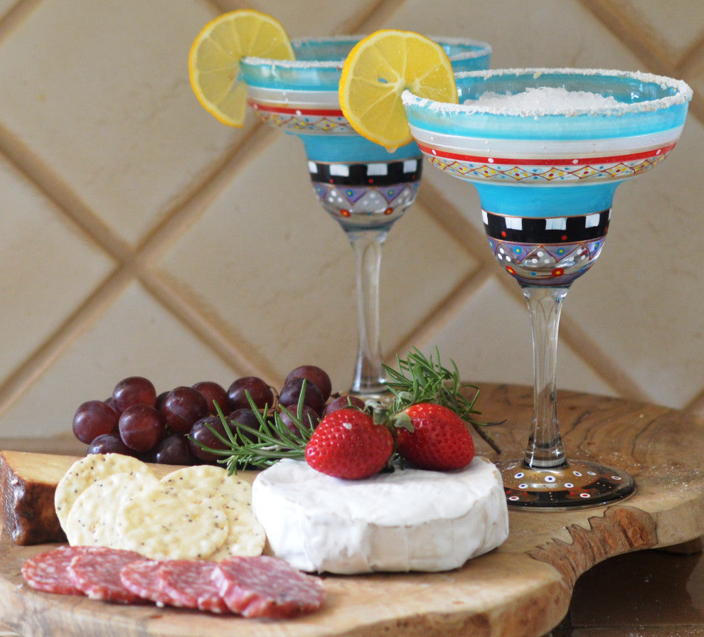 Mosaic Carnival Margarita Glasses, Set of 2