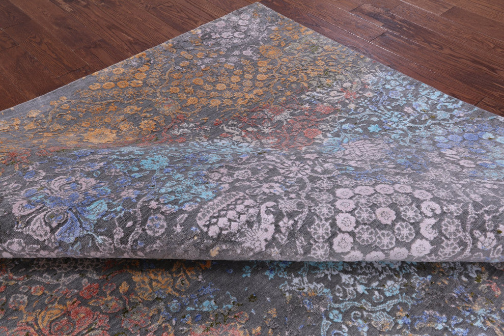8' 0" X 10' 4" Wool and Silk Hand-Knotted Modern Rug Q8713
