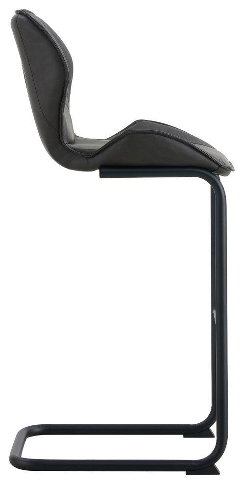 Modern PU 4 Bar chairs with Metal Legs for Dining,kitchen and Bar, Dark Brown