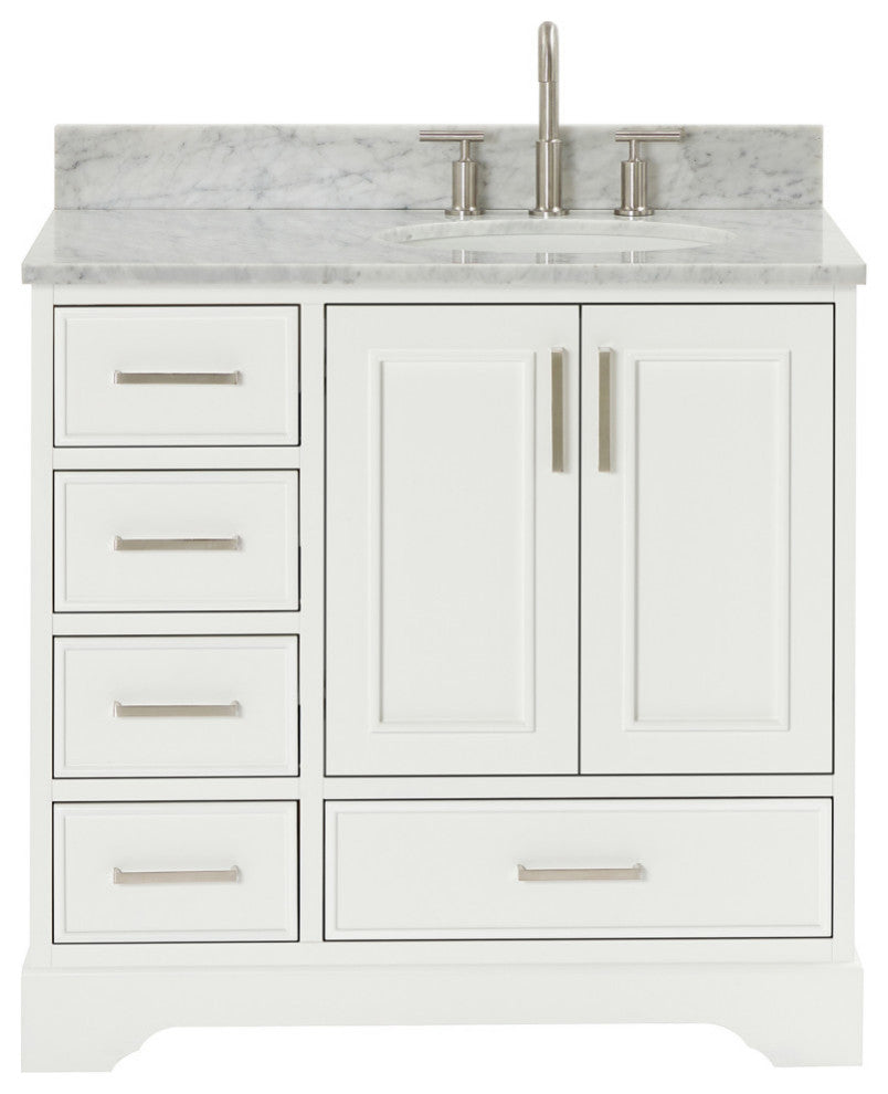 Ariel Stafford 37" Single Right Offset Oval Sink Bathroom Vanity