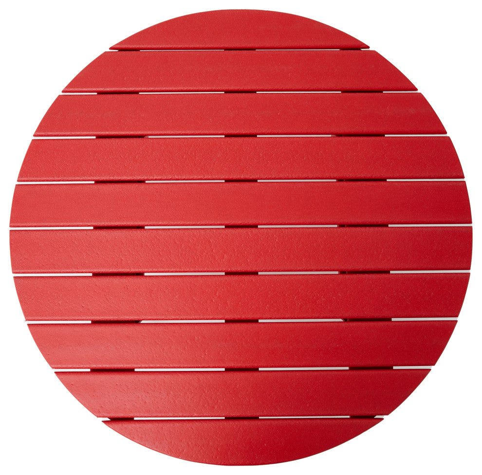 36"D Outdoor Patio HDPE Round Coffee Table, Red