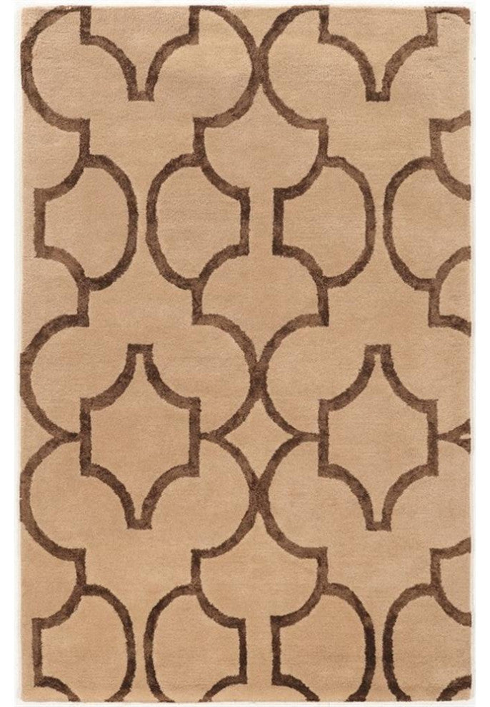 Linon Aspire Geo Hand Tufted Wool 5'x8' Rug in Beige
