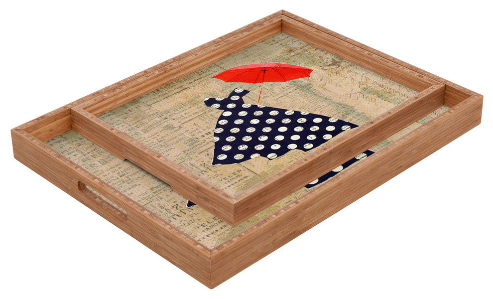 Irena Orlov Red Umbrella Rectangular Tray