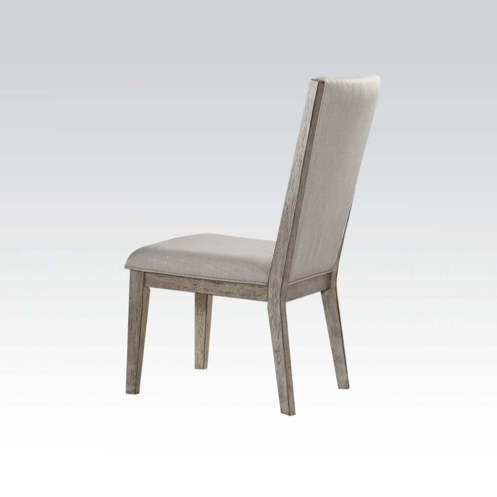 Set of 2 Fabric Side Chair, Gray Oak Finish