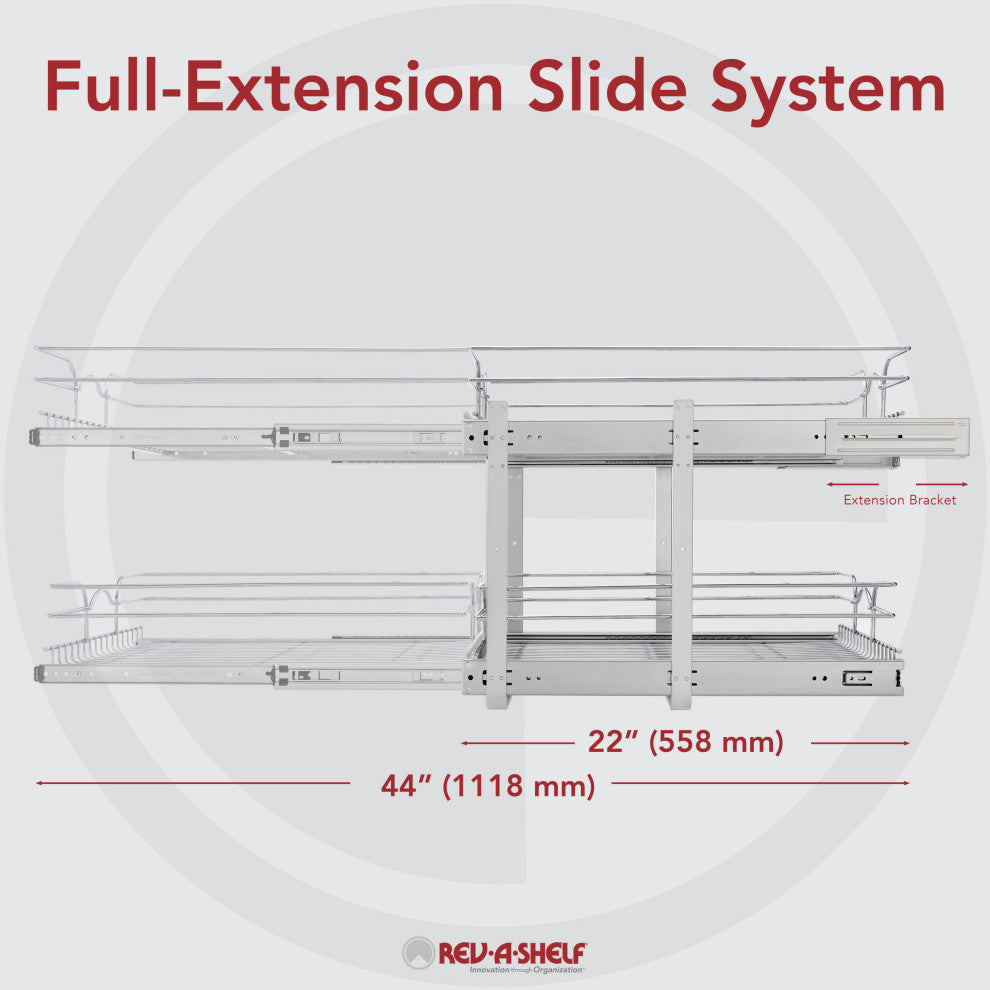 Two-Tier Bottom Mount Pull Out Steel Wire Organizer, 11.75"