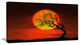 "Birds And Tree Silhouette At Sunset" Extra Large Wall Art Landscape, 32"x16"