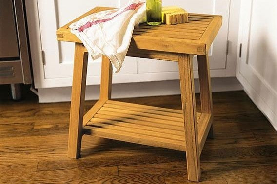 3-Piece Teak Set, 18" Side Table, 2 Devon Chairs, Sunbrella Cushion, Tangerine