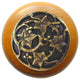 Ivy With Berries Maple Wood Knob, Antique-Style Brass