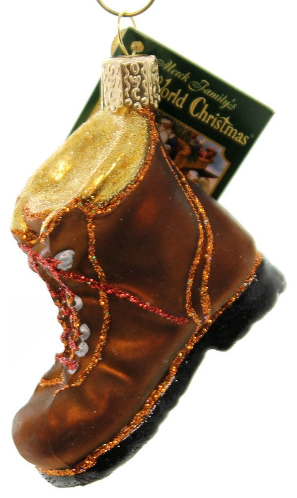 Old World Christmas Hiking Boot Glass Outdoor Explore Ornament 32092