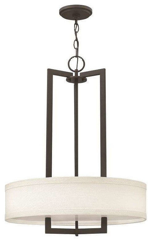 Hinkley Hampton 3-Light Antique Nickel Drum Shade Pendant