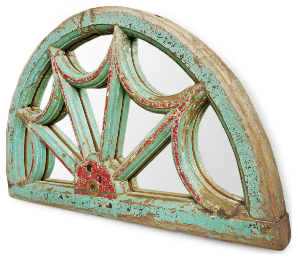 Consigned Antique Wood Painted Transom Mirror