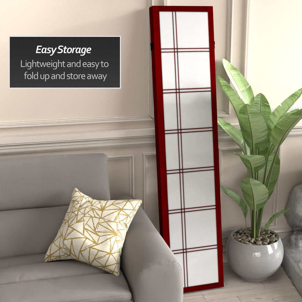 6' Tall Canvas Double Cross Room Divider, Rosewood, 6 Panels