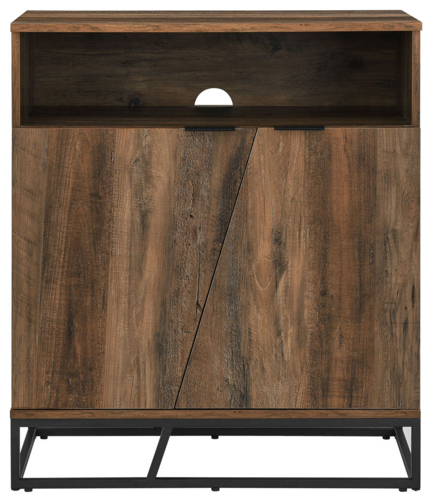 Contemporary Asymmetrical Angled Door Accent Cabinet - Rustic Oak