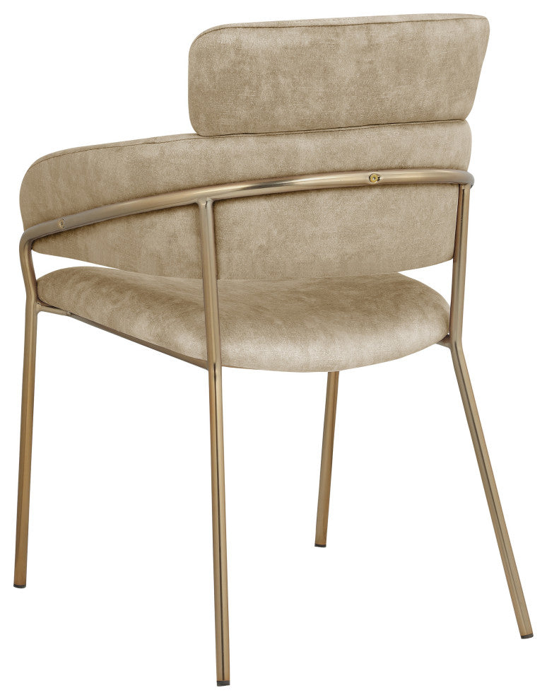 Yara Upholstered Dining Chair (Set of 2), Beige, Velvet
