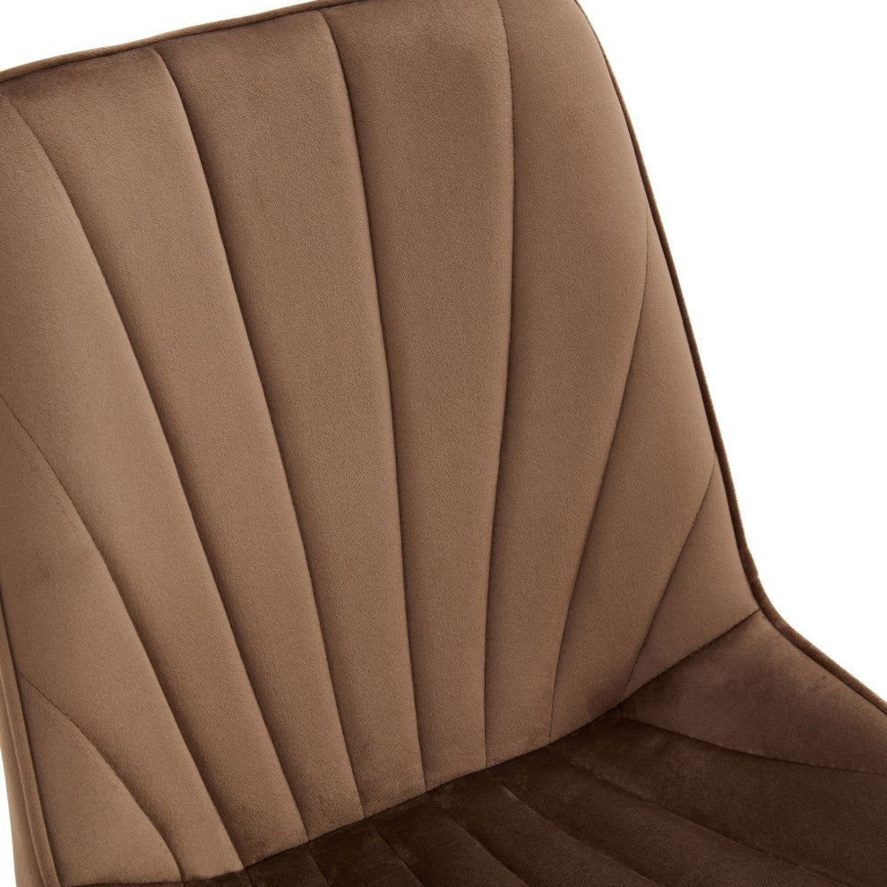 20 in.W Indoor Velvet 4 Dining Chairs with Cushions and Coated Legs, Brown