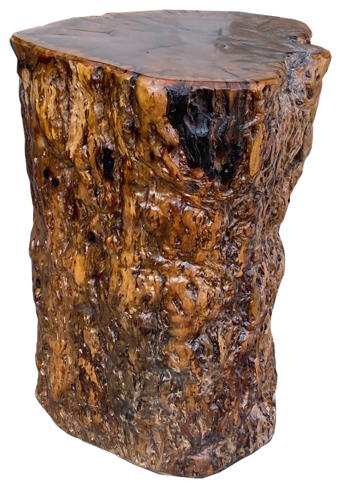 Raw Wood Rough Grain Finish Irregular Shape Short Stool Table Hcs7539