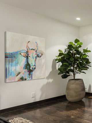 "Mystical Bull" Painting Print on Wrapped Canvas, 32"x32"
