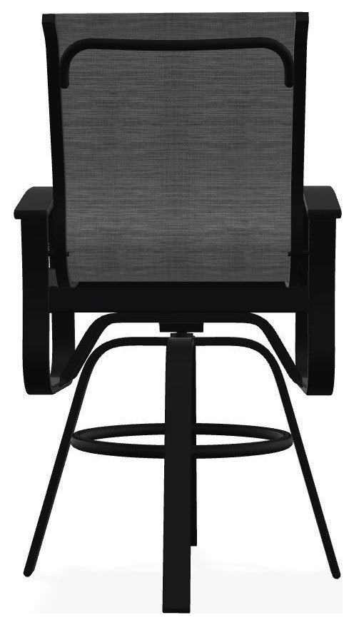 Belle Isle Sling Bar Height Outdoor Swivel Armchair, Collect Charcoal/Black