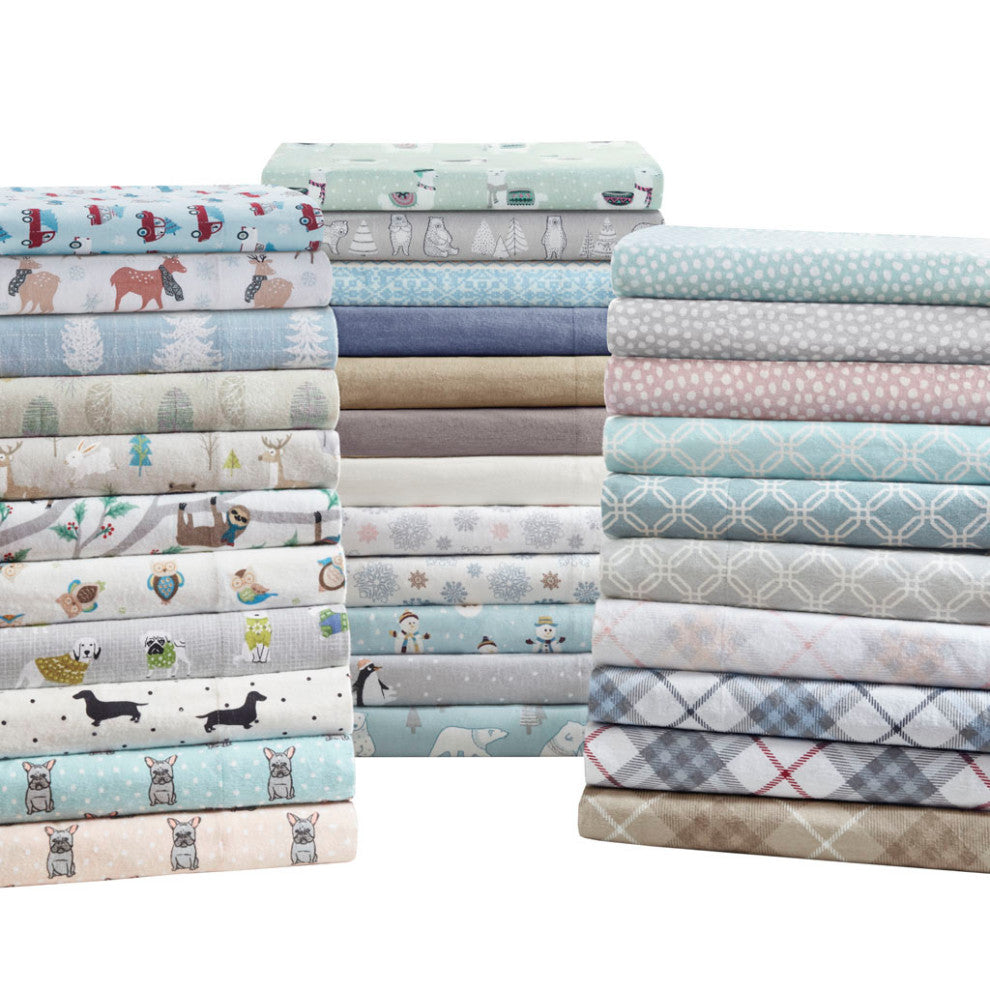 True North by Sleep Philosophy Cotton Flannel Kids Sheet Set, Grey Bears