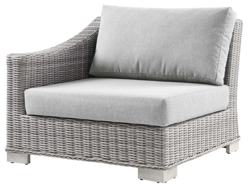 Lounge Sectional Sofa Chair Table Set, Rattan, Wicker, Gray, Outdoor