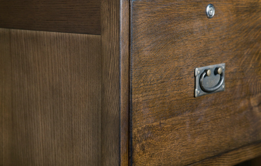 Crafters and Weavers Mission Solid Oak 4 Drawer File Cabinet - Walnut, Five