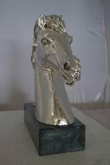 Horse Bust  Silver Finished Statue -  Size: 16"L x 7"W x 20"H.