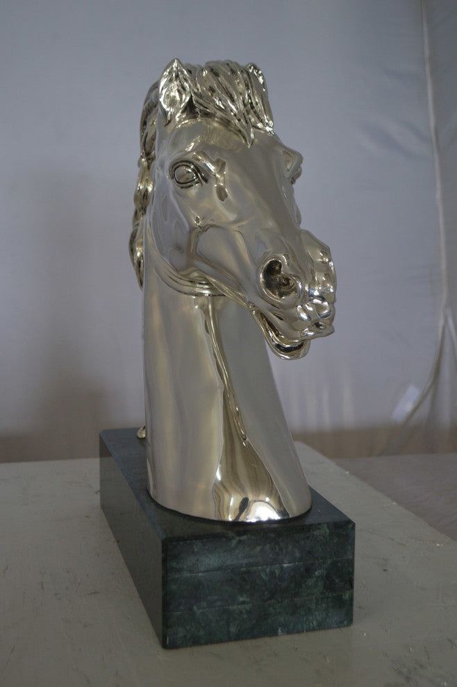 Horse Bust  Silver Finished Statue -  Size: 16"L x 7"W x 20"H.