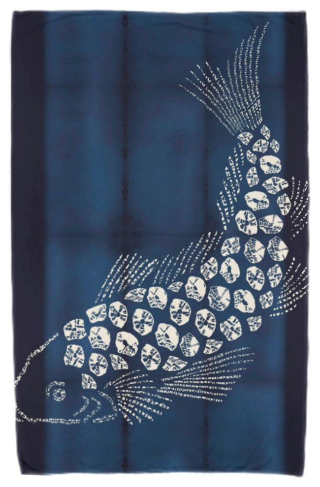 Fish Pool, Animal Print Beach Towel, Navy Blue