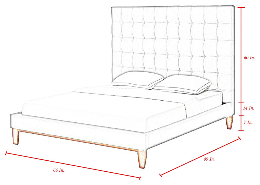 Baldwin Button Tufted Platform Bed, Dark Blue, Queen