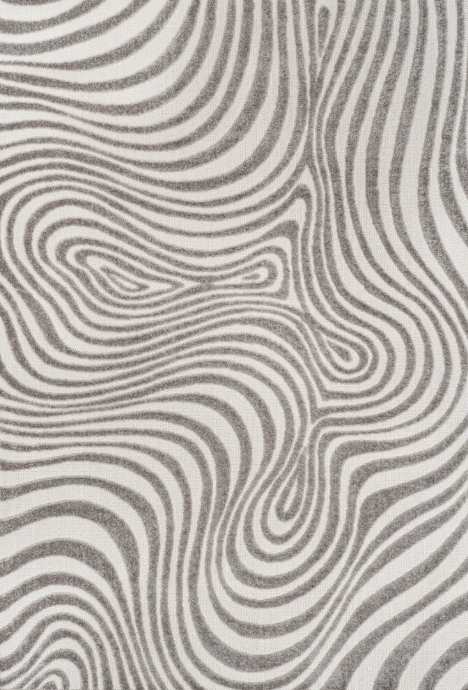 High-Low Groovy Striped Gray/Ivory 4 ft x 6 ft Indoor/Outdoor Area Rug