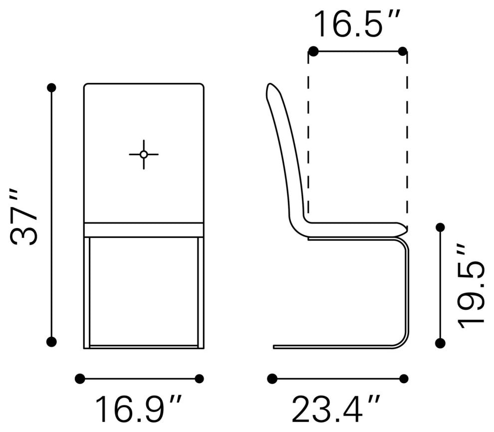 Dining Chair, Set of 2, Faux Vinyl Leather, Steel, White, Chrome, Cafe Bistro