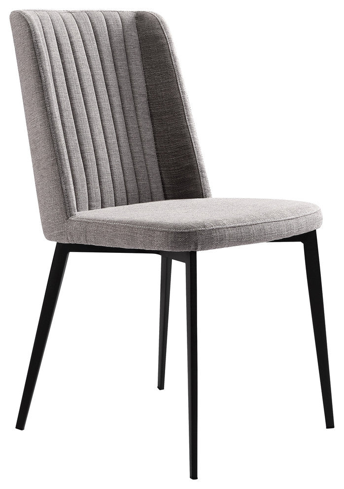 Arles Dining Chair, Matte Black Finish and Gray Fabric, Set of 2