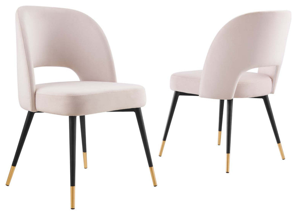 Rouse Performance Velvet Dining Side Chairs, Set of 2 Pink