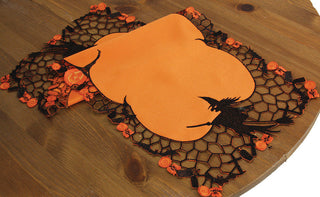 Witch Embroidered Cutwork Table Runner, 16"x34"