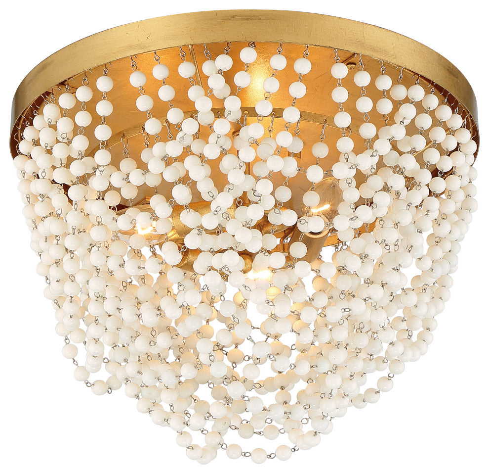 Crystorama Lighting Group FIO-A9103-WH Fiona 3 Light 14"W Flush - Antique Gold