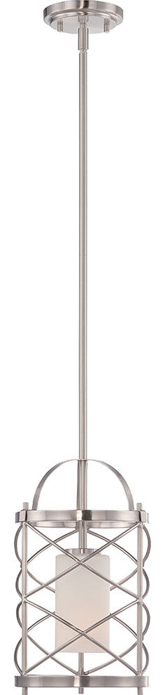 Nuvo 1-Light Incandescent Ginger Pendant Light Fixture, Brushed Nickel