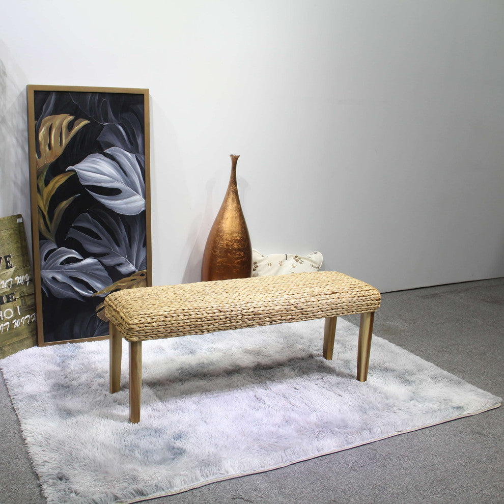 Chania Water Hyacinth Wood Bench