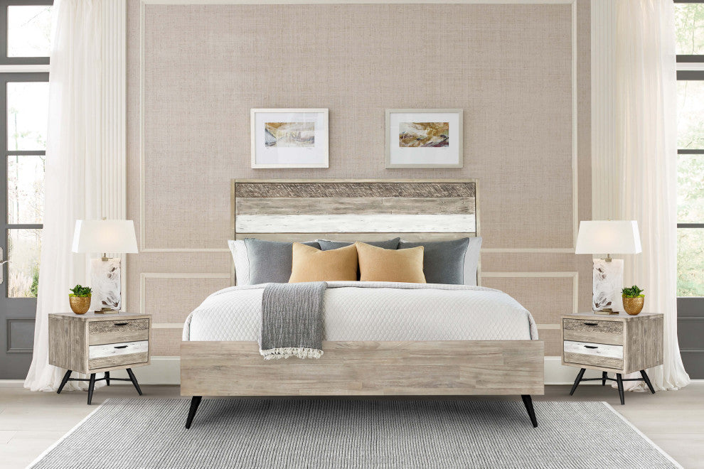 Bridges 3-Piece King Bedroom Set, Two-Tone Acacia Wood
