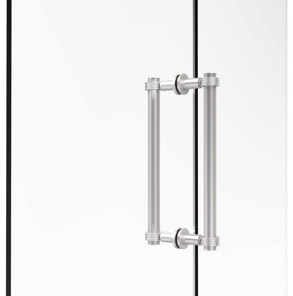 Contemporary 12" Grooved Accent Back to Back Shower Door Pull, Satin Chrome
