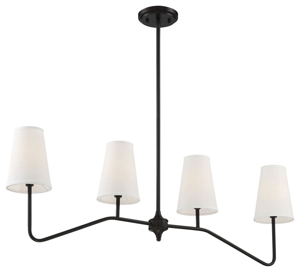 4-Light Linear Chandelier, Matte Black, Oil Rubbed Bronze