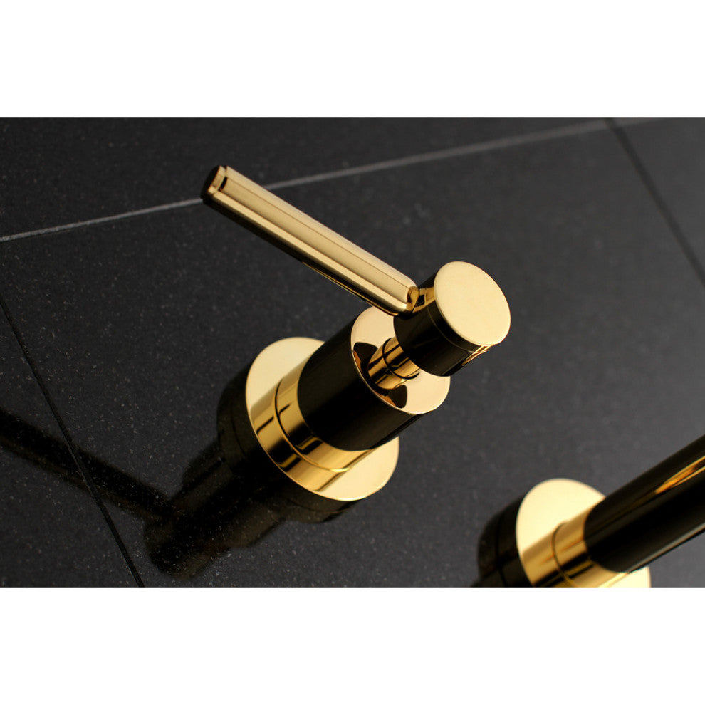 Kingston Brass Two-Handle Wall Mount Tub Faucet, Polished Brass
