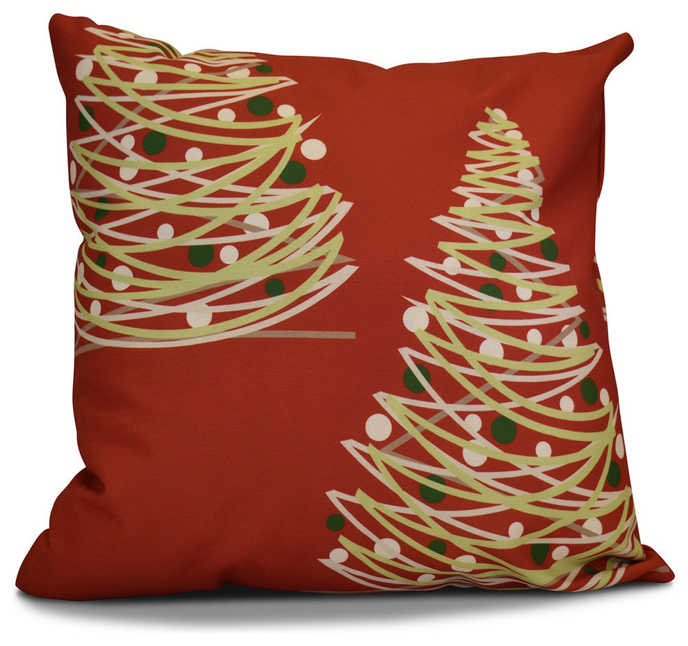 Decorative Holiday Outdoor Pillow Geometric Print, Red, 20"x20"