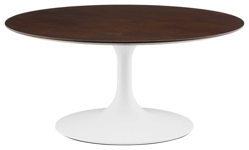 Coffee Table, Round, White Walnut, Wood, Metal, Modern, Lounge Cafe Hospitality