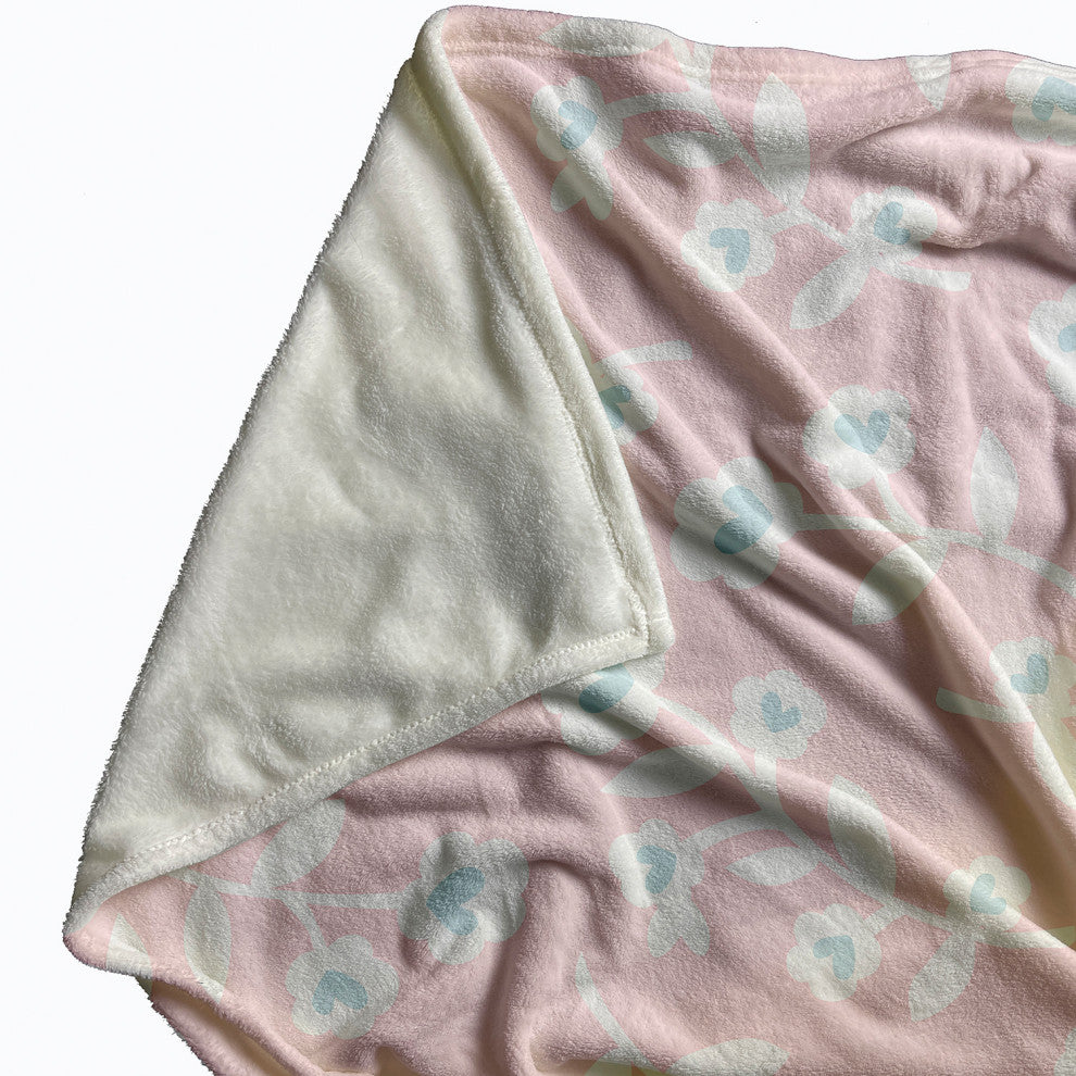 60x80" Valentines Floral Throw Blanket, Pink