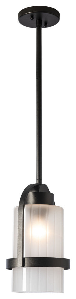 Alcove Outdoor Pendant Coastal Oil Rubbed Bronze Finish, Frosted Glass