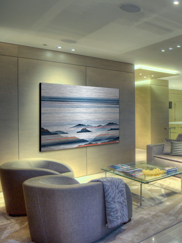 "Hidden Blue Mountains" Print on Brushed Aluminum, 36"x24"