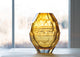 Diamond Solid Color Hand Blown Art Glass Vase, Gift Box, Amber